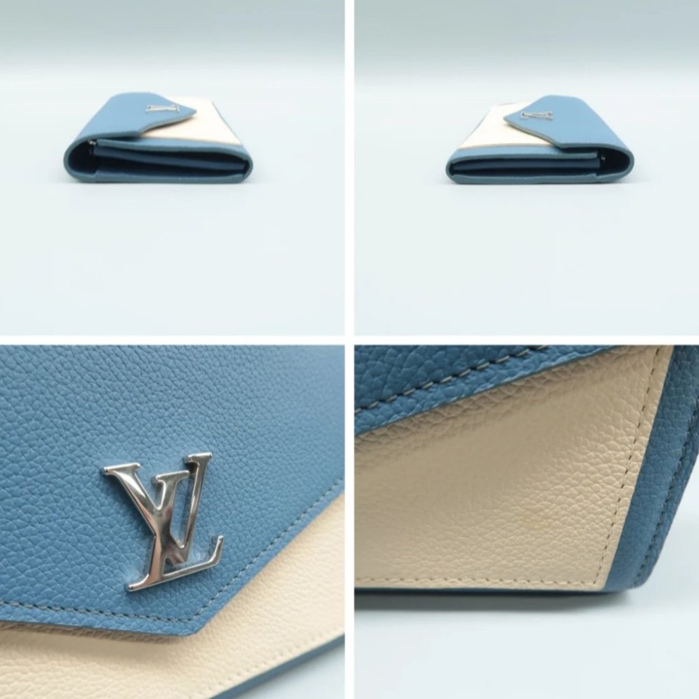 100% Authentic Louis Vuitton Blue & Beige Leather Wallet - Picture 6 of 12